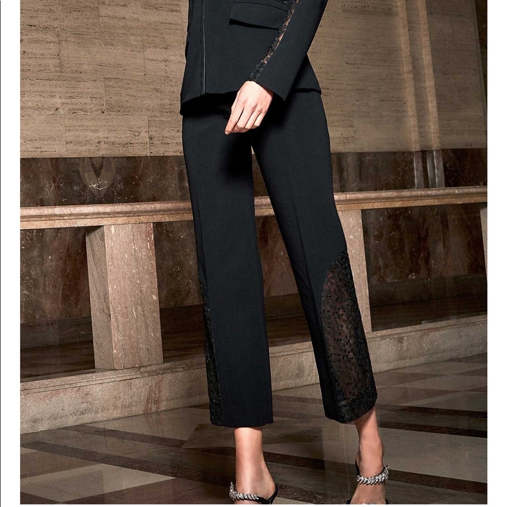 ALEXIS *Novata* black embroidered cropped dress career office pants XS